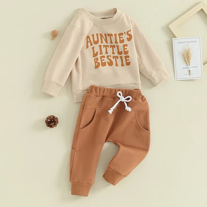 0–3Y Toddler Boy Fall Outfit Set – Letter Print Long Sleeve Sweatshirt and Pants Tracksuit for Winter