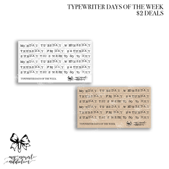 $2 DEALS | TYPEWRITER DAYS OF THE WEEK