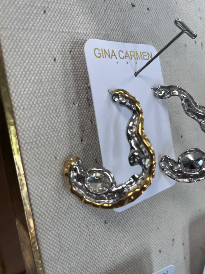Hook Sliver w/ Rhinestone Earrings