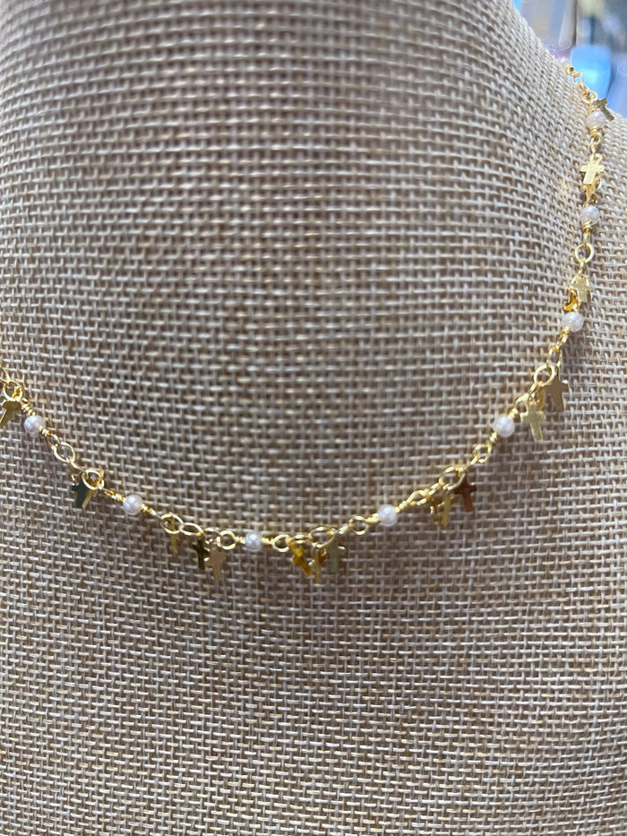 Faith Dainty Pearl & Cross Necklace
