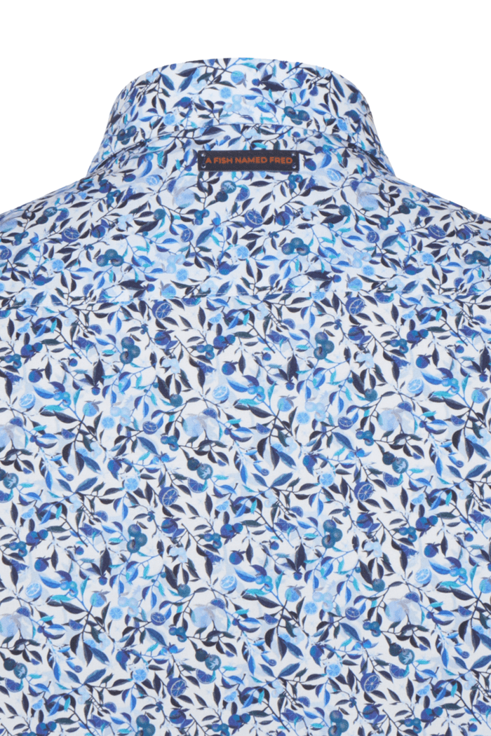 A Fish Named Fred 31.053 Short Sleeve Men's Shirt Citrus - Cobalt - Dotique
