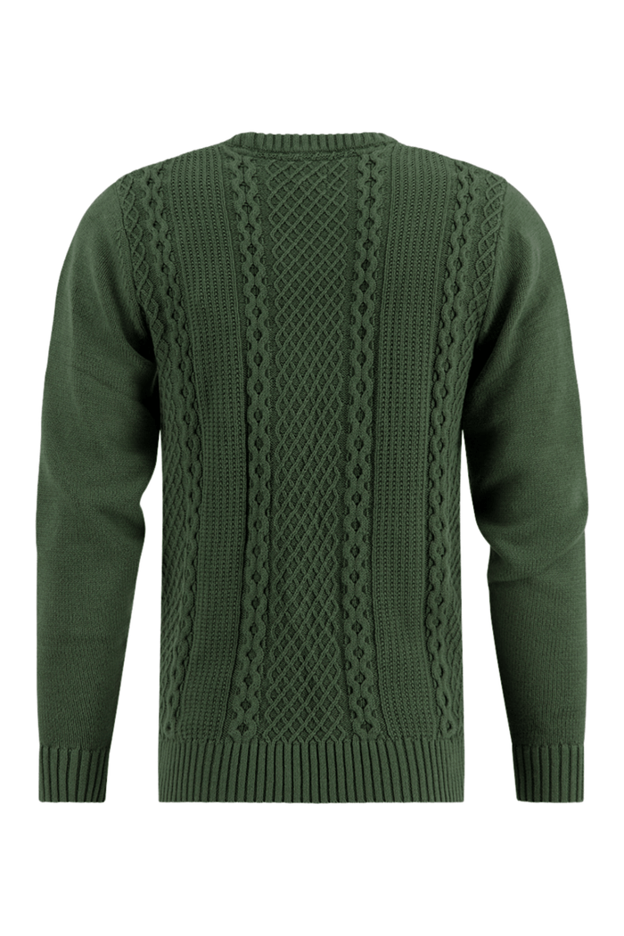 A Fish Named Fred Men's Cable Dark Green Sweater