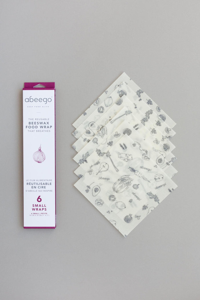 abeego small wraps are a reusable alternative to plastic wrap. wrap vegtables, fruit, sandwiches and cover food containers