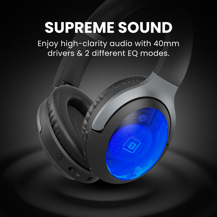 Aria Podio 3 Wireless Headphones with Mic, supreme sound with 40mm drivers and EQ modes for balanced audio or enhanced bass.