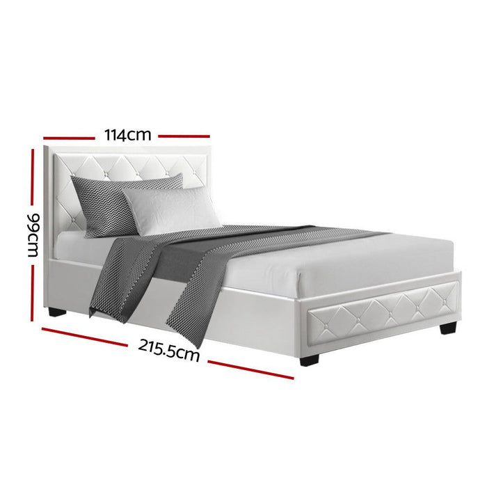 Artiss Bed Frame King Single Size Gas Lift White TIYO -Home Living Store - -