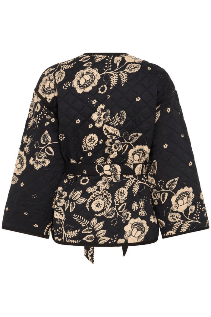 Atelier Rêve IRMOON black jacket with pink floral design at Dotique