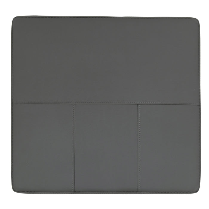 Atlas Mid Century Modern Square Ottoman Blended Leather, Chrome / Smoke 72155