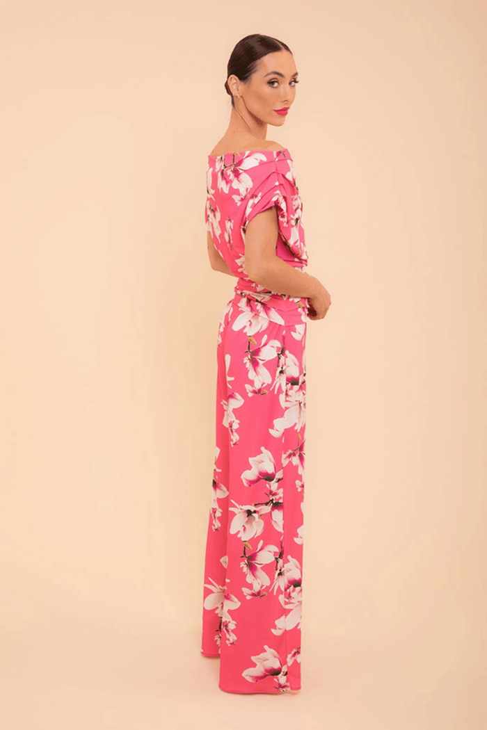 ATOM LABEL Carbon Jumpsuit in Fuschia Floral Print - Dotique
