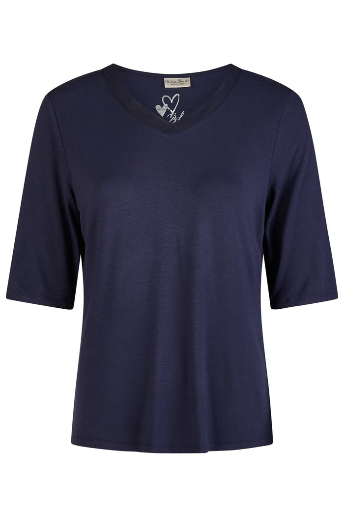 Barbara Lebek 85550052 Navy V - Neck T-Shirt Top - Dotique