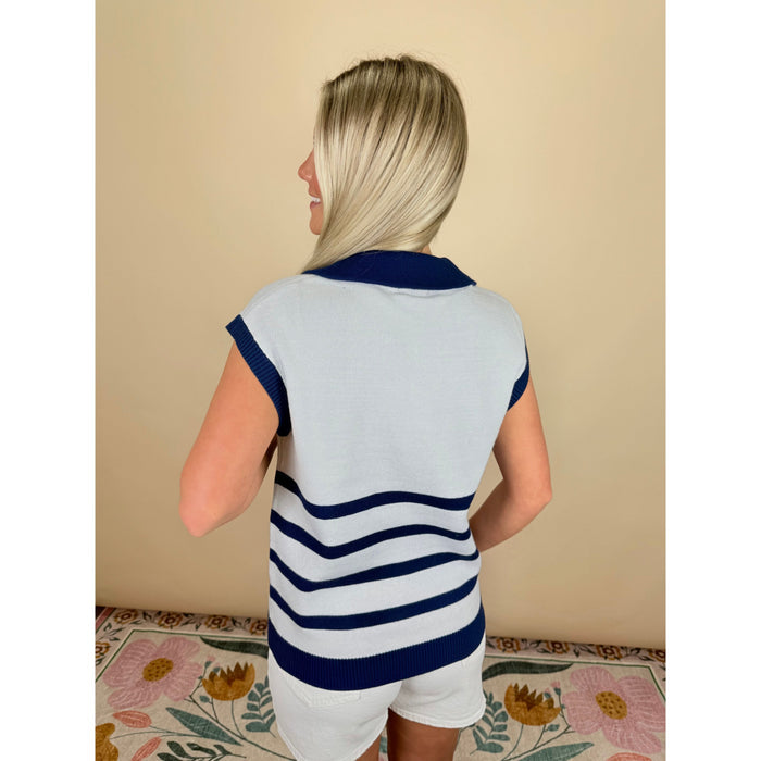 Celia Blue Chunky Stripe Top
