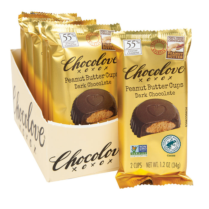 Chocolove Dark Chocolate Peanut Butter Cup Candy - 10 Count
