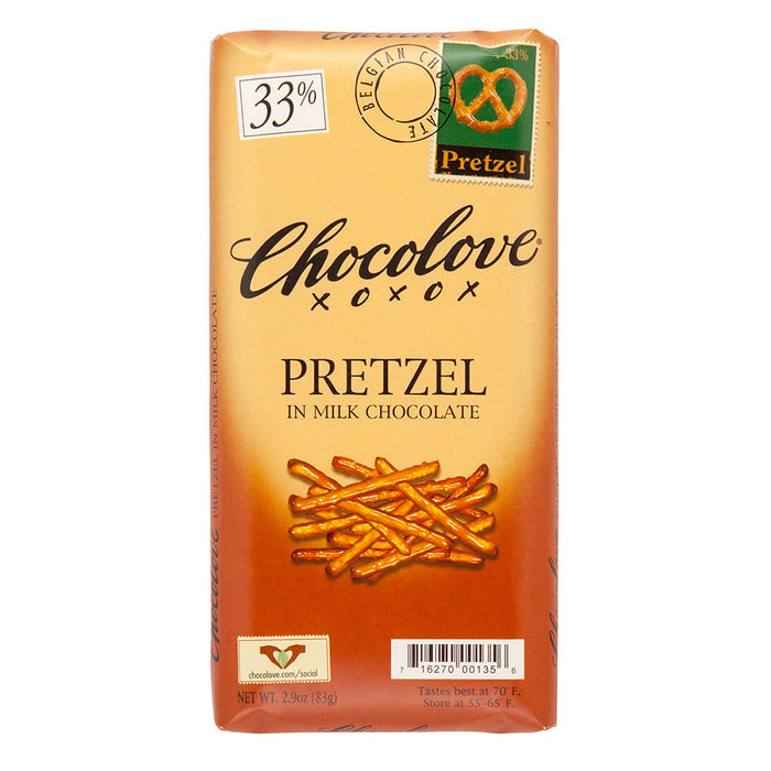 Chocolove Pretzel in Milk Chocolate Candy Bar - 12 Count