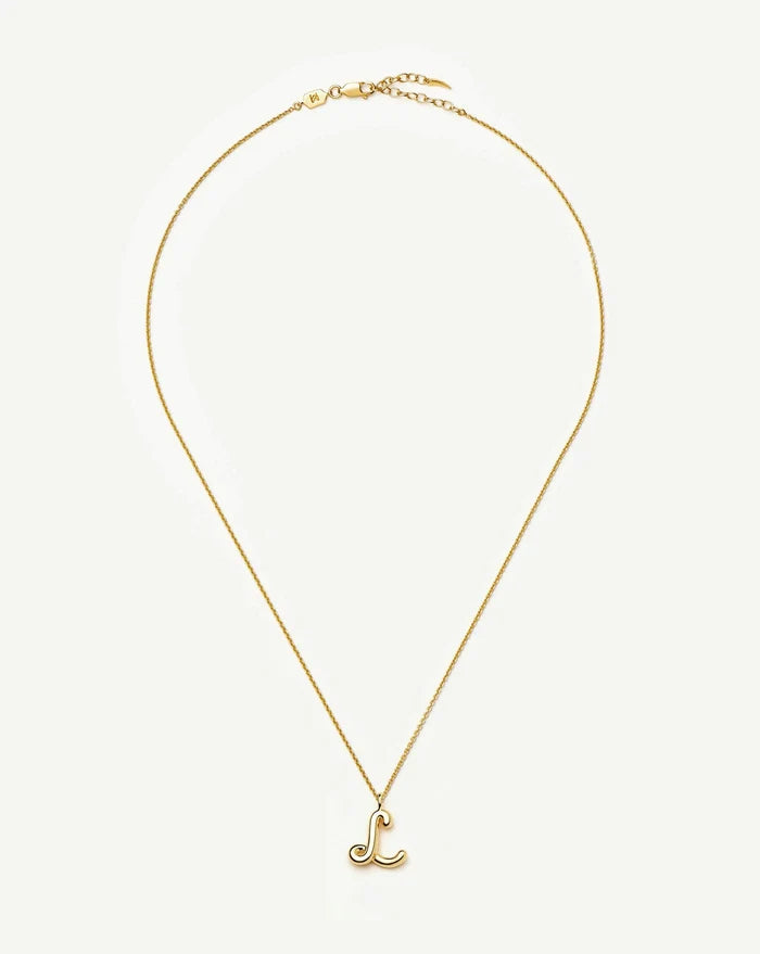 Curly Molten Initial Pendant Necklace - L | 18k Gold Vermeil Necklaces Missoma