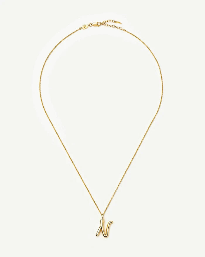 Curly Molten Initial Pendant Necklace - N | 18k Gold Vermeil Necklaces Missoma