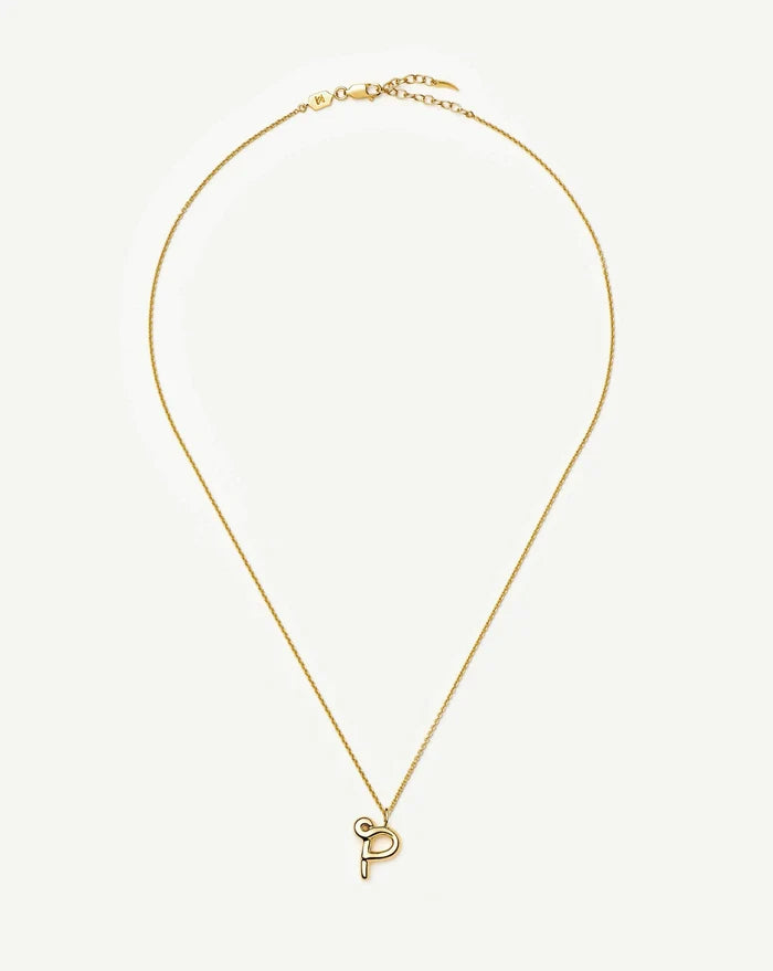 Curly Molten Initial Pendant Necklace - P | 18k Gold Vermeil Necklaces Missoma