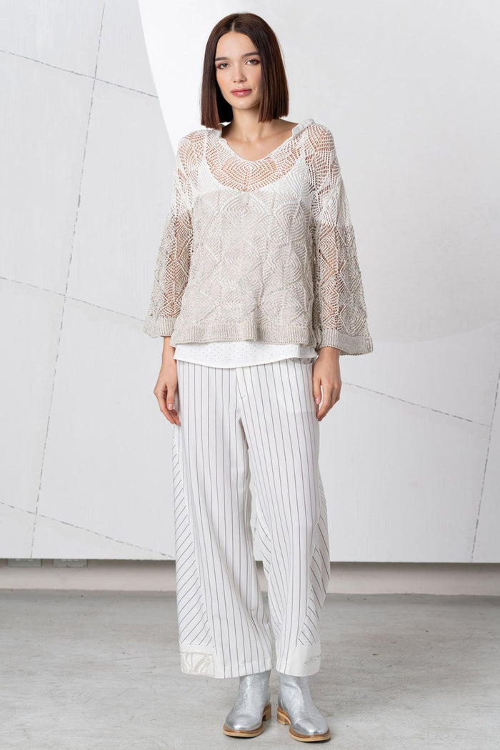 Elisa Cavaletti ELP254014501 White Taupe Mesh Knit Jumper - Dotique