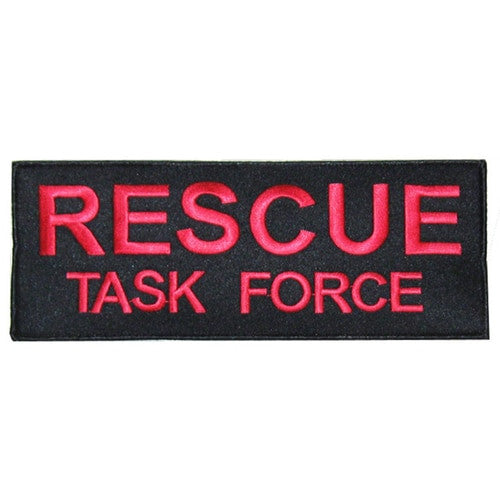 Embroidered RESCUE TASK FORCE Patch (Red on Black, 8" x 3")