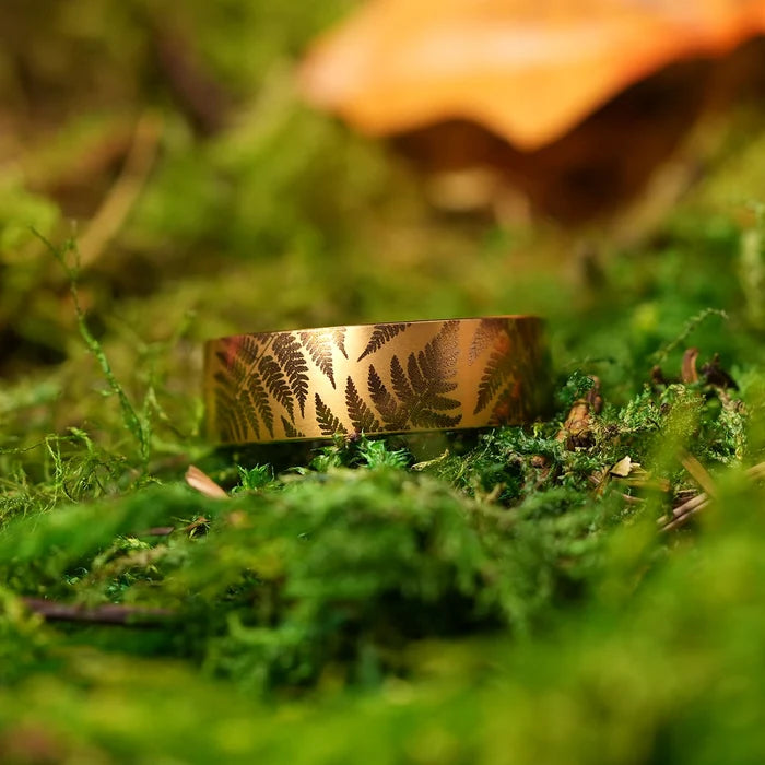 Forest Ferns Metal Hybrid Ring - 18K Gold Plated Titanium