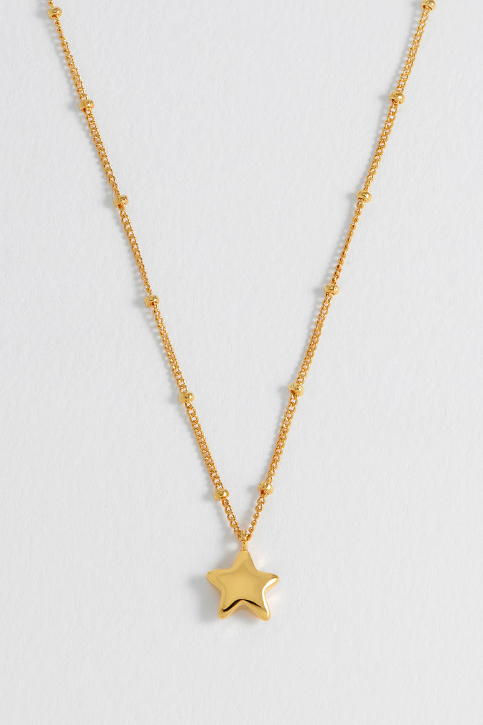 Hand Drawn Star Pendant On Beaded Chain