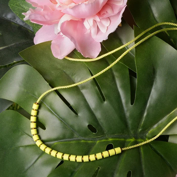 Heishi Cord Slider Necklace - Jade & Gold
