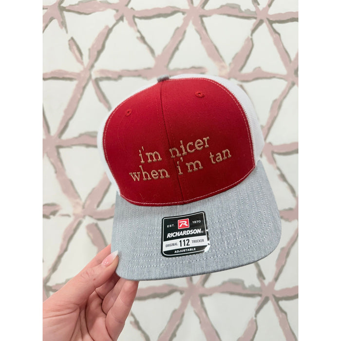 I'm Nicer When I'm Tan Trucker (red/grey)