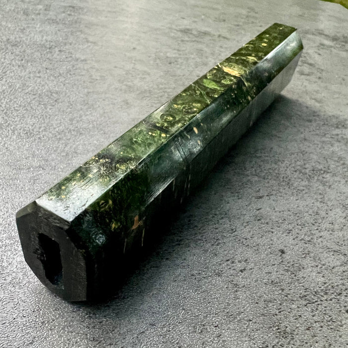 Custom Japanese Knife handle (wa handle) for 240 : Emerald and black dyed box elder