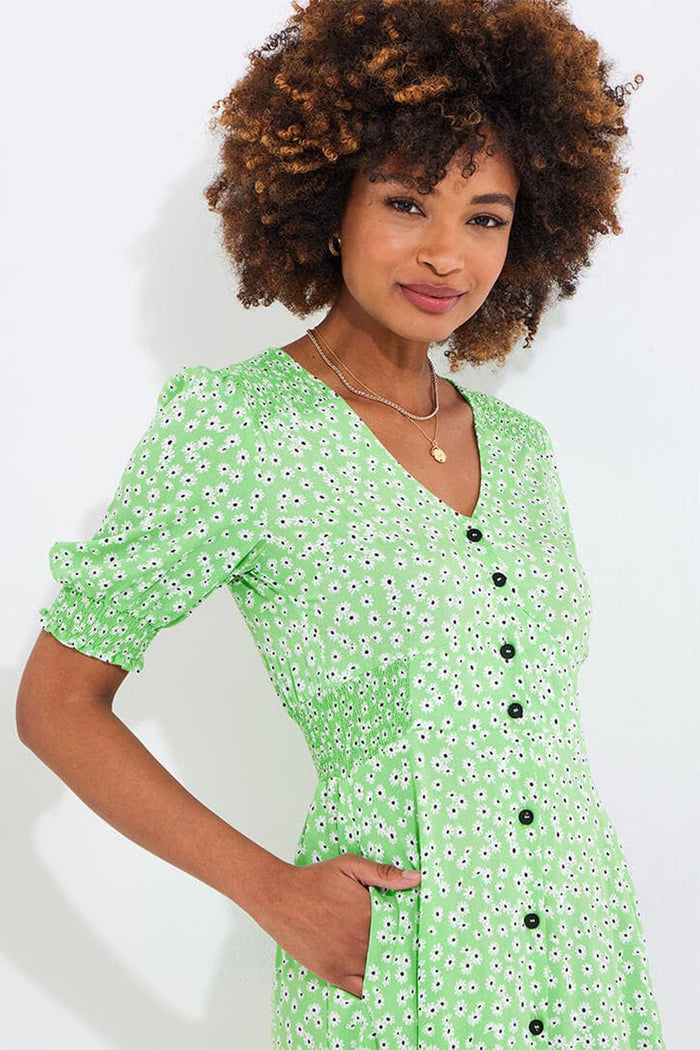 Joe Browns WF210A Fresh As A Daisy Printed Maxi Dress Green - Dotique