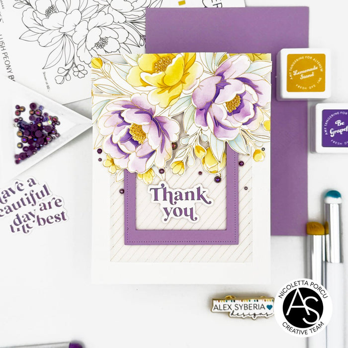 Lush Peony Bouquet Press+Foil Plate