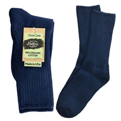 maggie's organics organic cotton crew socks - classic, navy