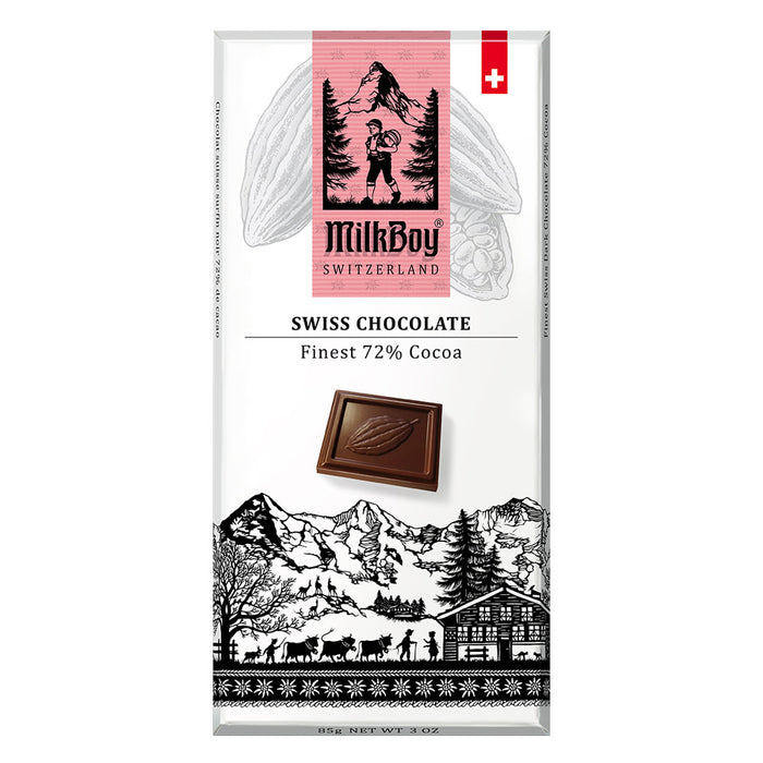 MILKBOY Swiss Chocolate Bar Finest 72% - 10 Count