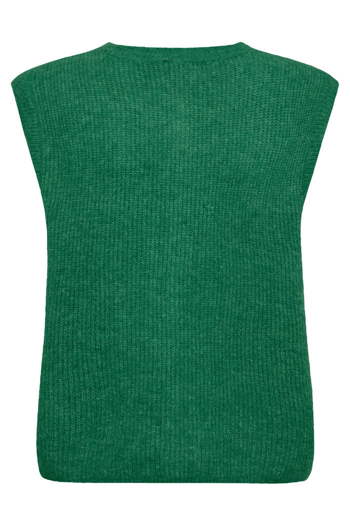 Mos Mosh MMAlmine Thora Knit Vest in Amazon green – alpaca wool blend sleeveless knitted vest with button closure available at Dotique