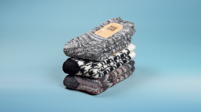 Stack of socks on a blue background