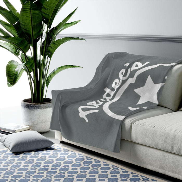Nerdee's Official Logo - Velveteen Plush Blanket - Dark Gray