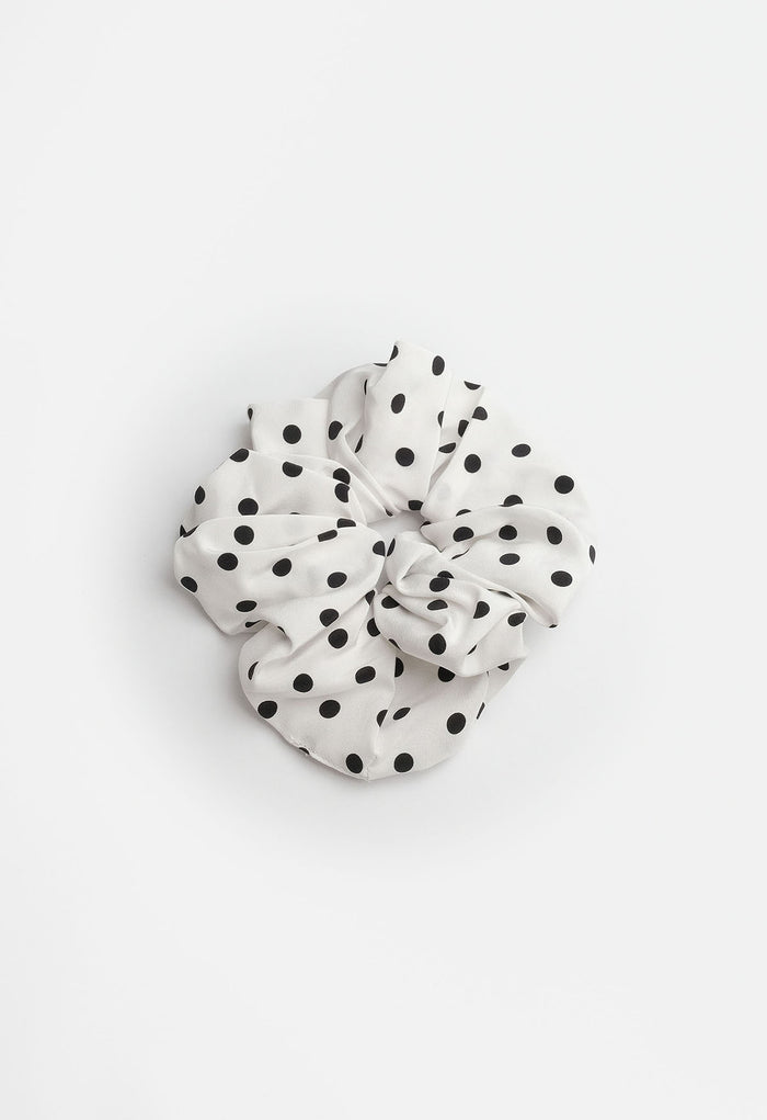 Oversized Scrunchie Pois Bianca Silk