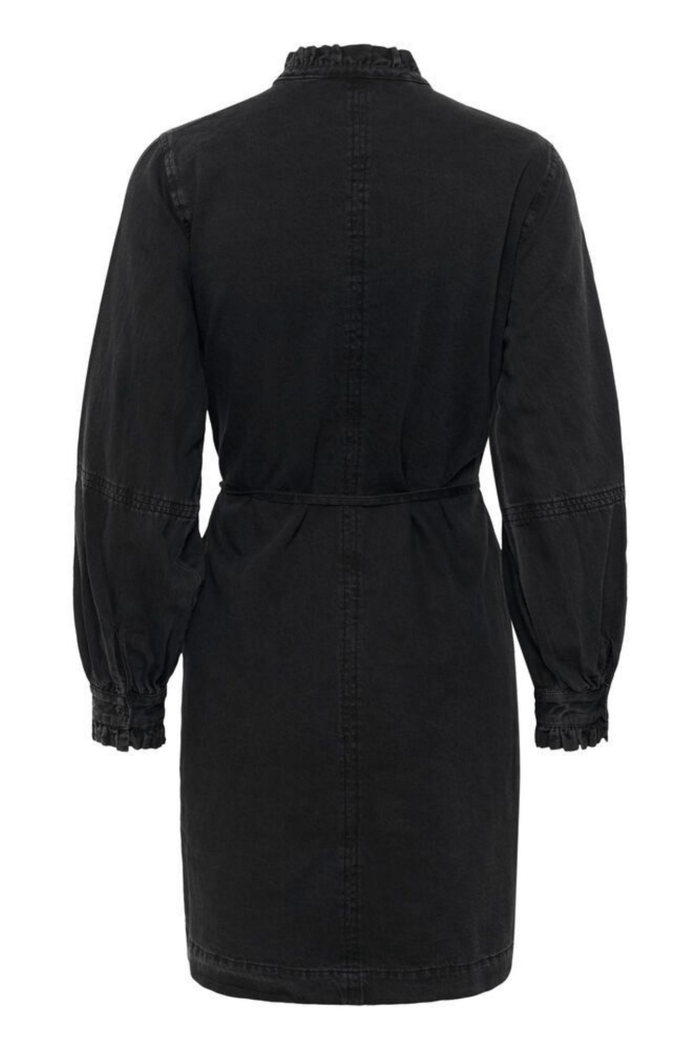 Part Two SarinePW washed black denim cotton dress with shirt collar and long sleeves – Dotique