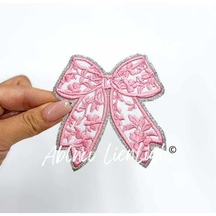 Pink Floral Bow Patch