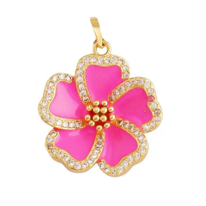 Pink Hibiscus Flower Charm