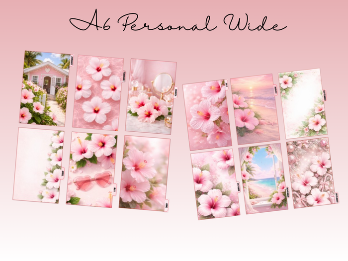 Pink Hibiscus | Monthly Divider | Personal Wide | Set of 12