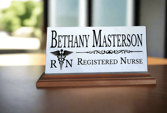 Registered Nurse Nameplate RN Gift - Solid Marble - Custom Nurses Name Plate - Broad Bay Personalized Gifts Shipped Fast