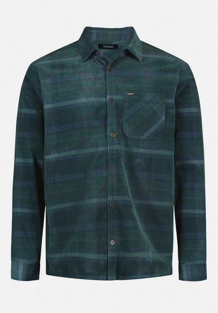 Buffalo Men Shirts Navy Woven Woven Long Sleeve 100% Cotton Corduroy