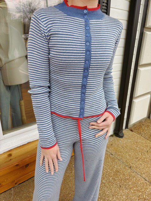 Stripe Mock Neck Sweater