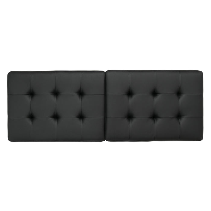 Studio Designs Camber Bench - 60" - Chrome Legs and Tufted Leather - Modern Entryway Bench, Chrome / Black 72150