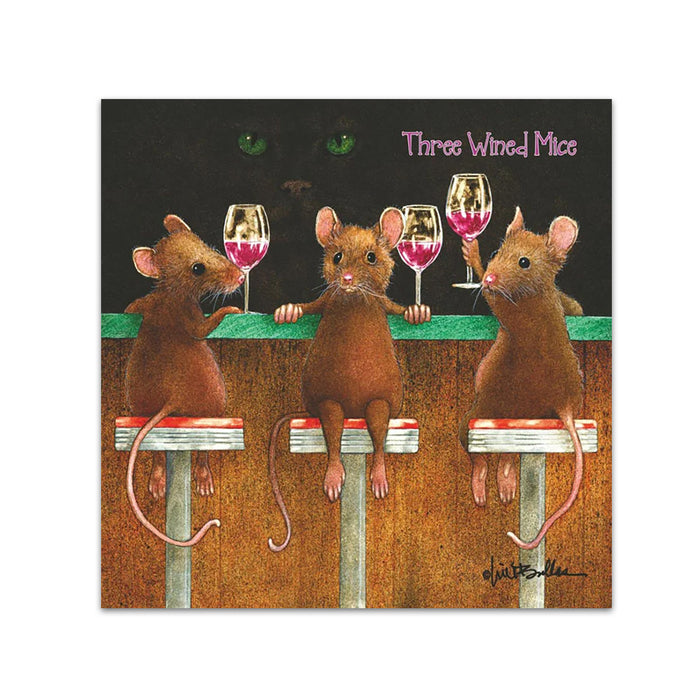 Three Wined Mice Funny Paper Cocktail Napkins
