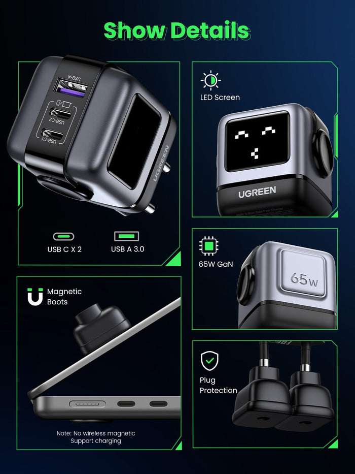 Nexode RG 65W GaN Charger (Black) - UGREEN