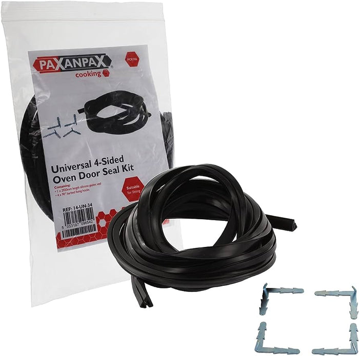 Universal 4 Sided Rubber Oven Cooker Door Seal (With Barbed Corner Clips)