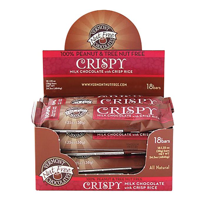 Vermont Nut Free Chocolates Small Crispy Candy Bars - 18 Count