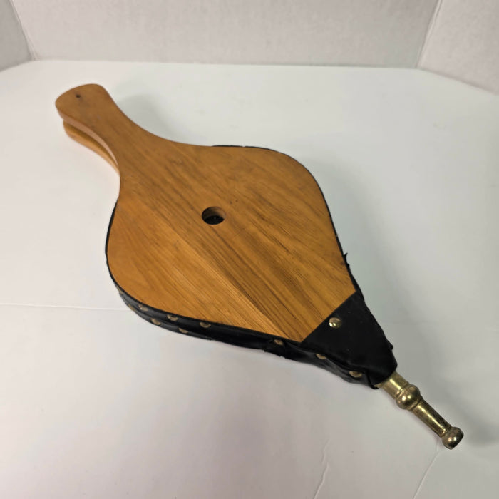 Vintage Wood Leather Brass Fireplace Bellows