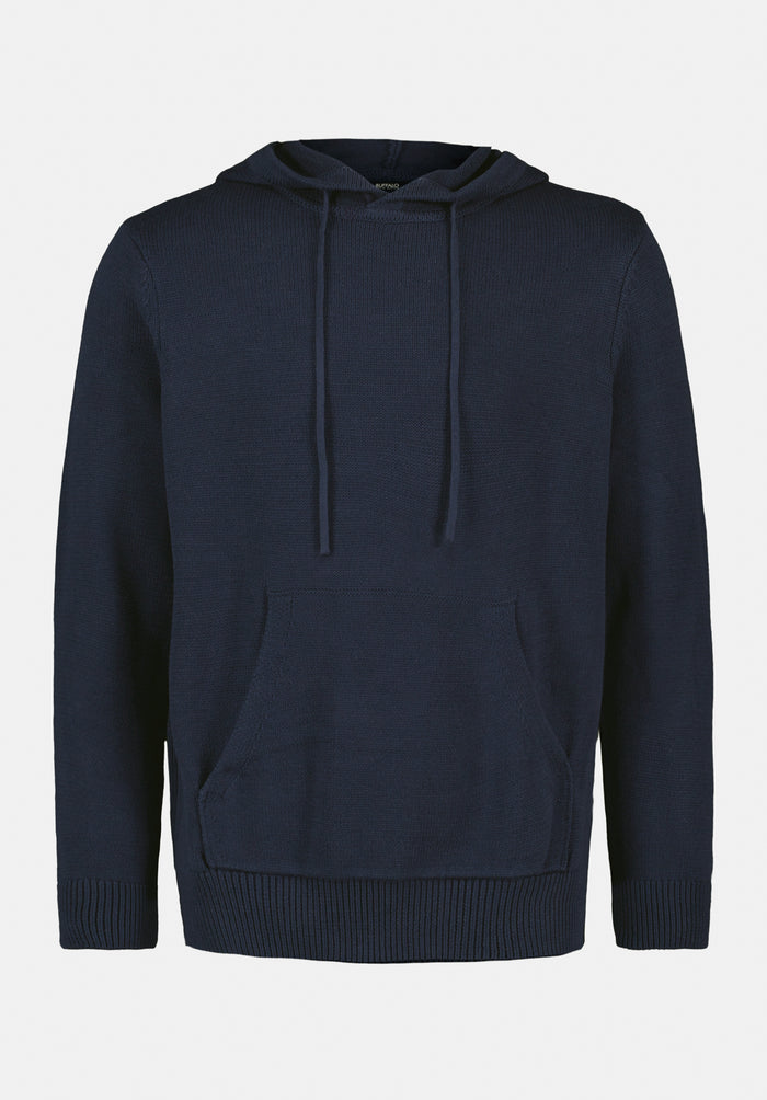 Buffalo Men Sweaters Navy Knit Sweatshirt Kangaroo Pocket Drawstring