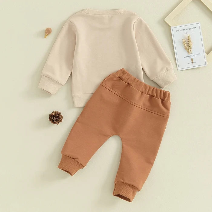 0–3Y Toddler Boy Fall Outfit Set – Letter Print Long Sleeve Sweatshirt and Pants Tracksuit for Winter