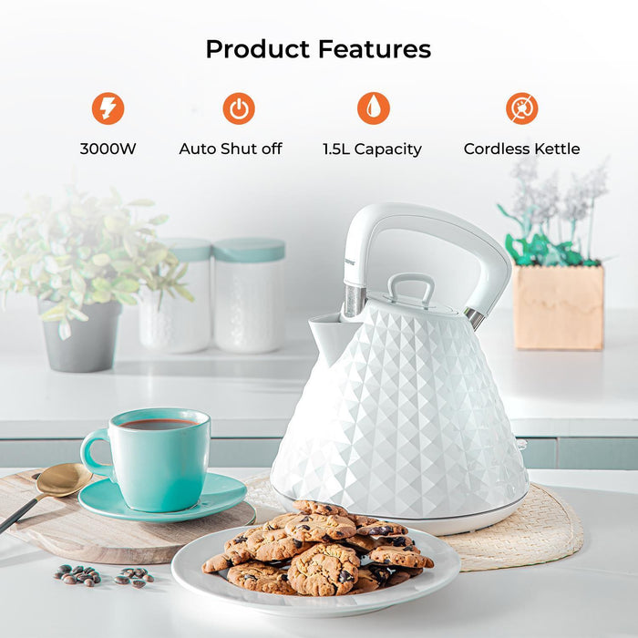 1.5L Electric Kettle, 4 Slice Toaster & 20L Microwave Oven Set